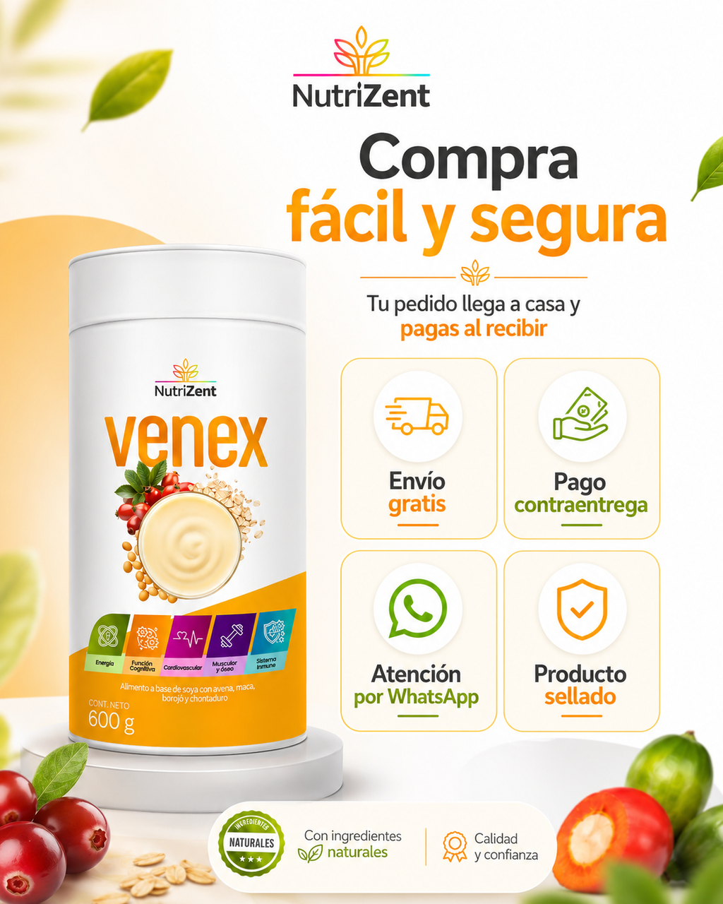 Venex – Alimento con vitaminas y minerales sabor fresa
